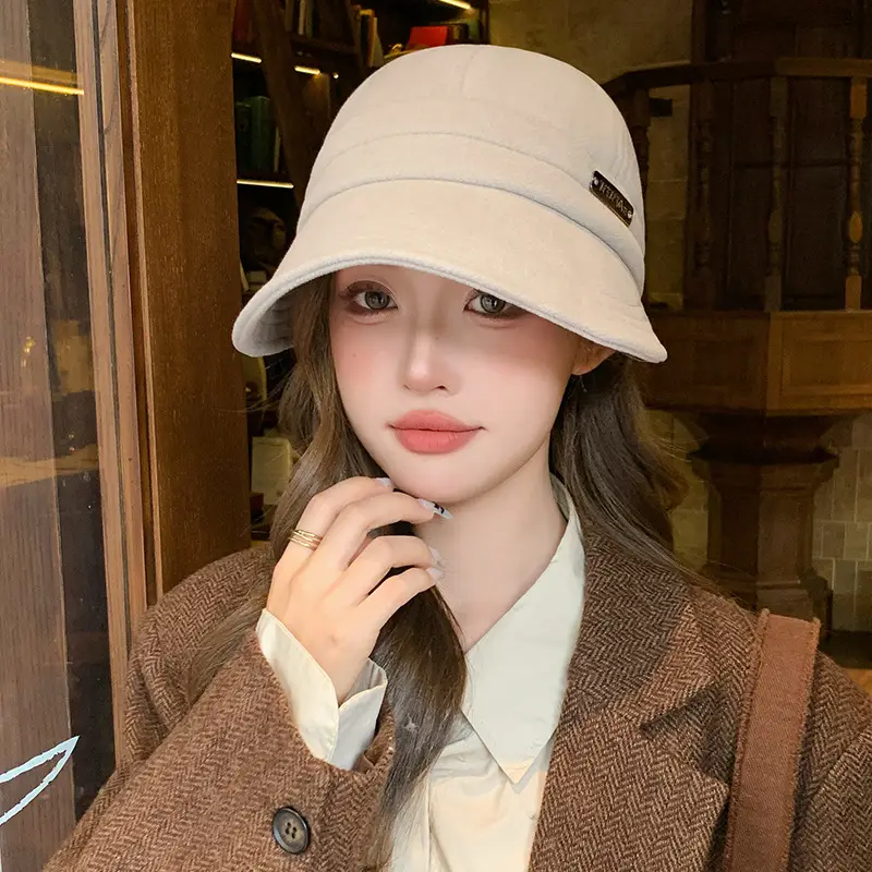 Women Woolen Fisherman Hat Black Autumn Winter Large — feature 4