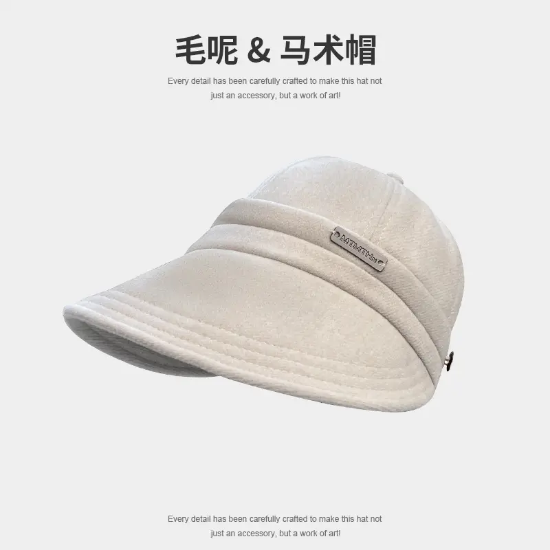 Women Woolen Fisherman Hat Black Autumn Winter Large - Image 2