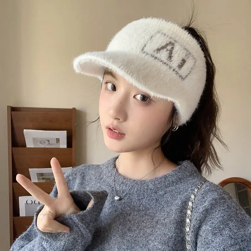 Rabbit Fur Blended Women's Winter Cap Hat - Image 9