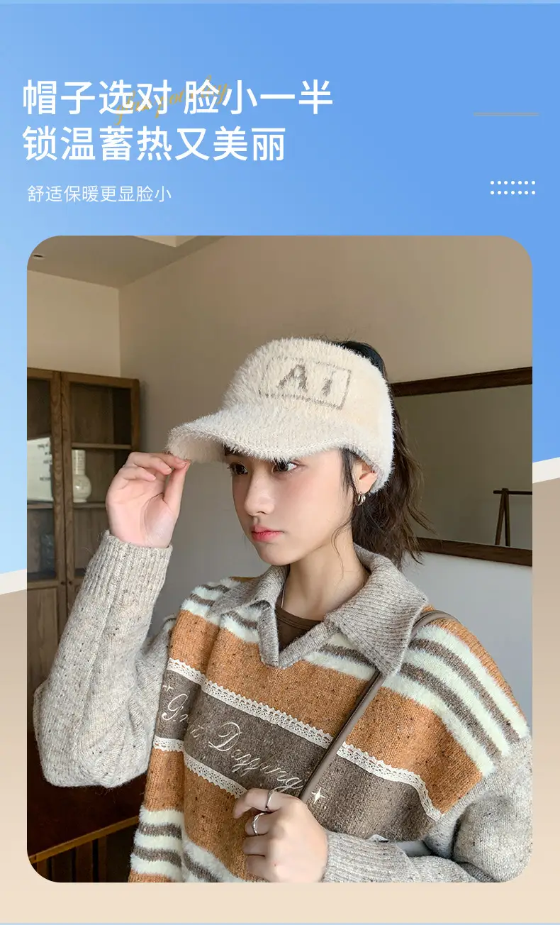 Rabbit Fur Blended Women's Winter Cap Hat — feature 6