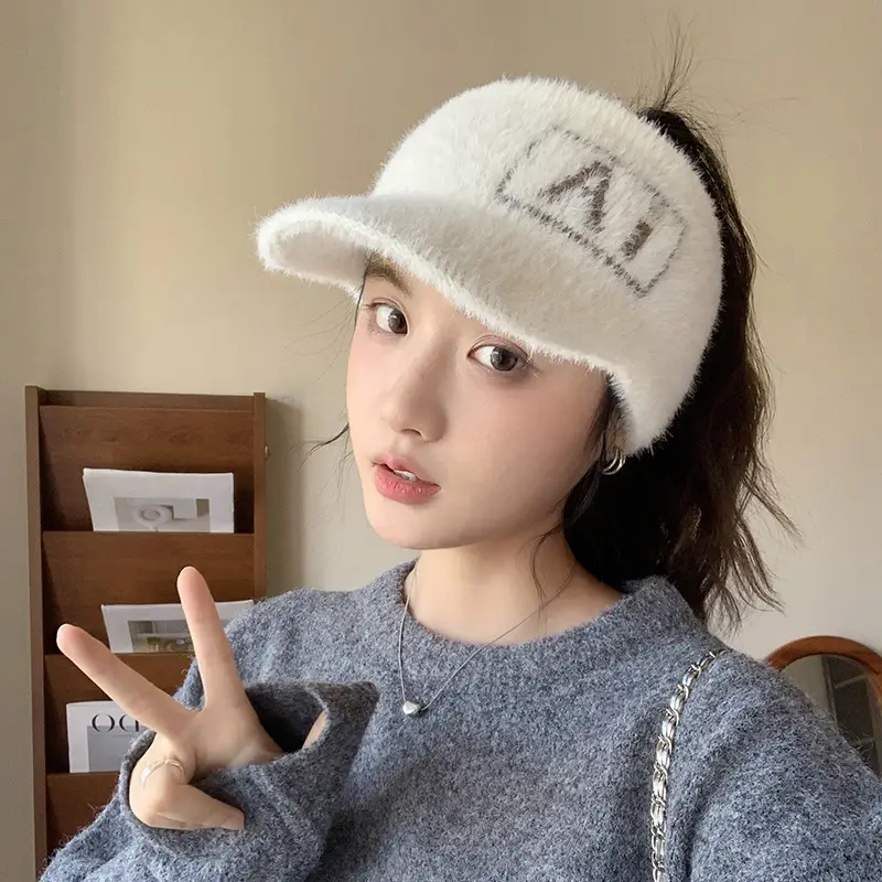 Rabbit Fur Blended Women's Winter Cap Hat - Image 3