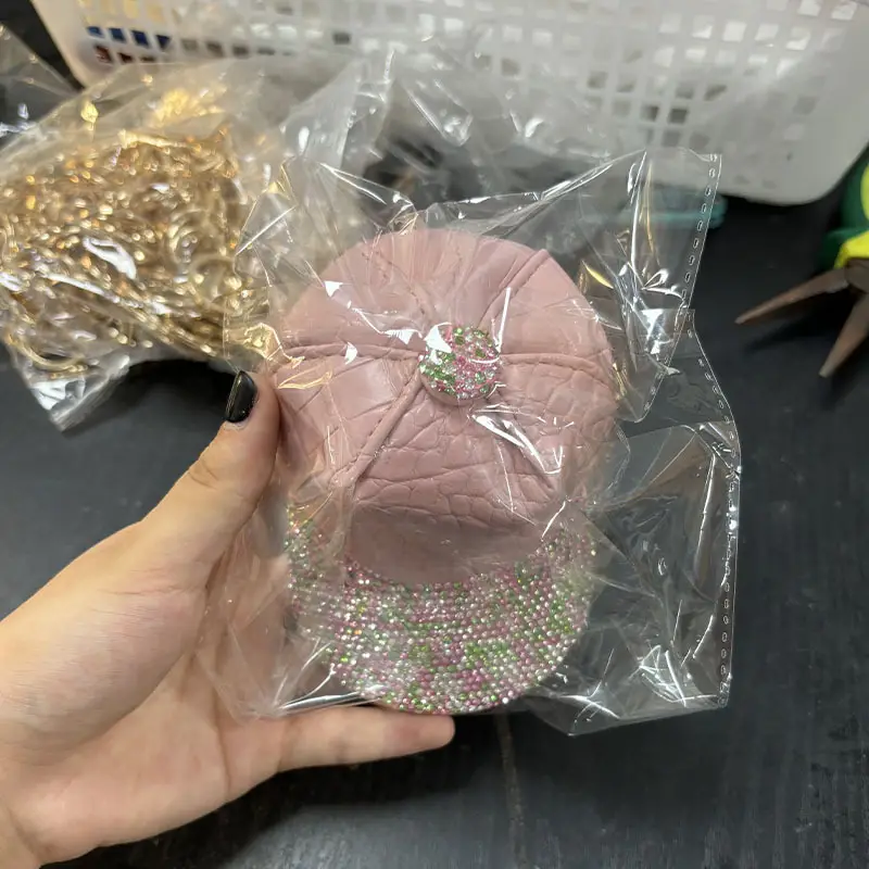 Kohkybo Rhinestone Duckbill Cap with Coin Purse — feature 2