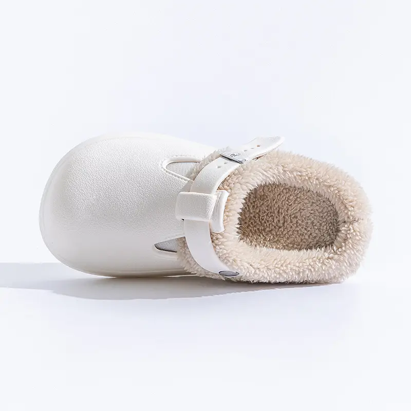 Autumn and Winter Plush Birkenstock Shoes, Versatile New Cotton Slippers, Women's Confinement Shoes, Thick Soles, Warm and Waterproof for Home Use - Image 8
