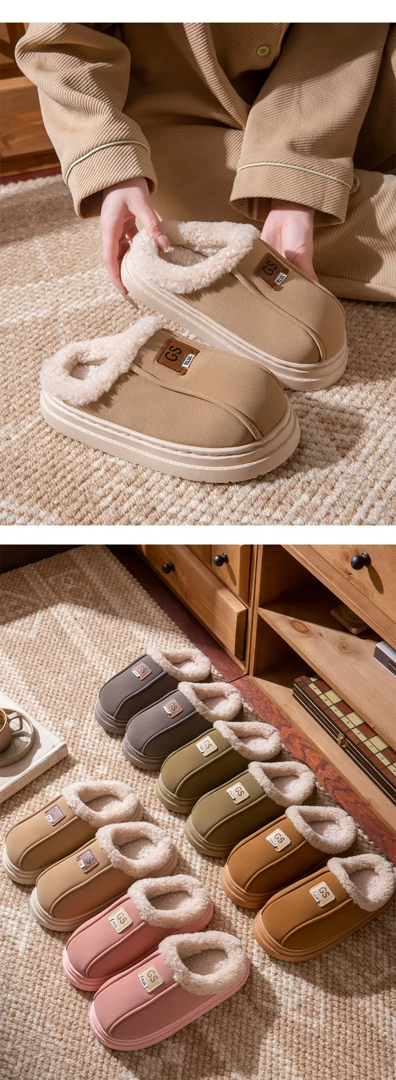 Women's Cotton Slippers Winter Thick-Soled Plush Warm Non-Slip Indoor Home Household Outdoor Snow Boots Women's Winter — feature 10