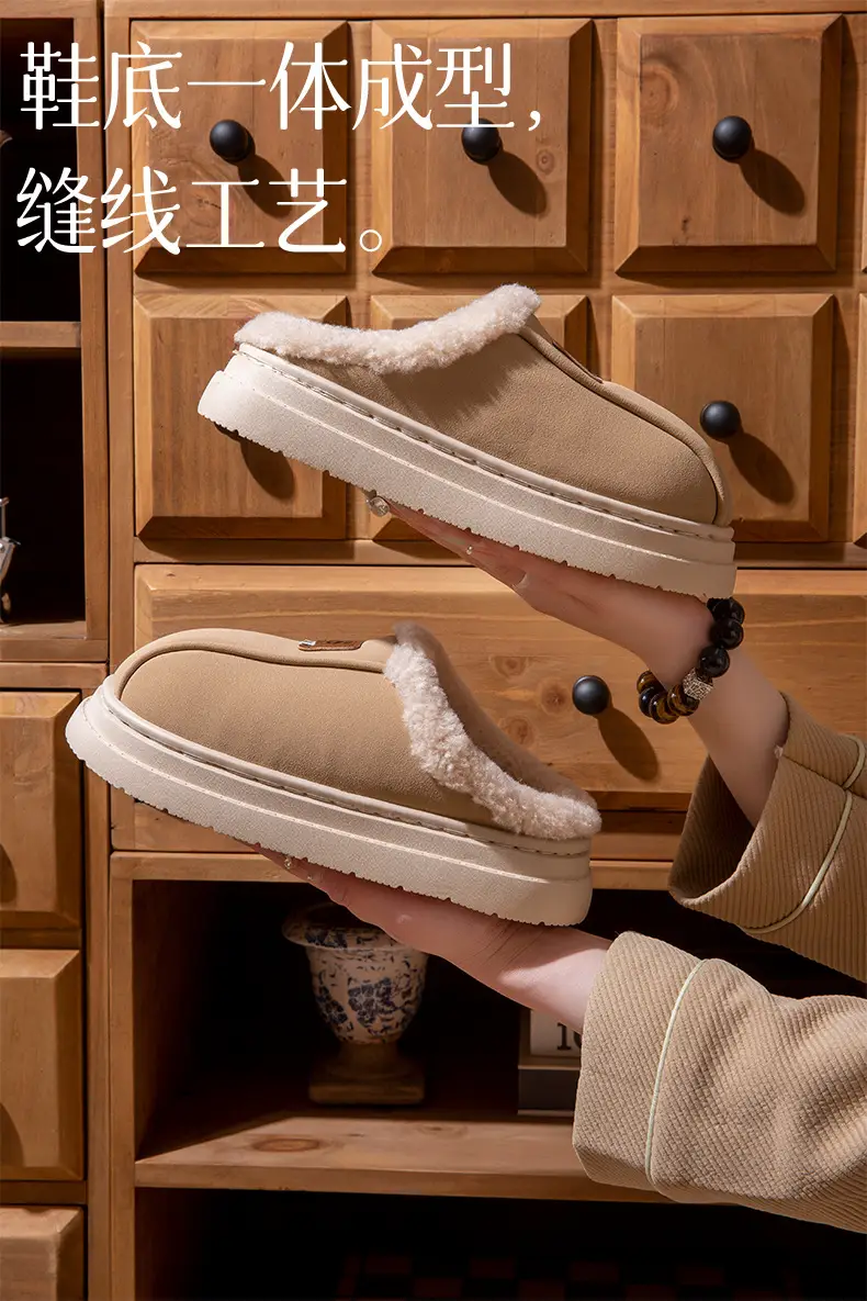 Women's Cotton Slippers Winter Thick-Soled Plush Warm Non-Slip Indoor Home Household Outdoor Snow Boots Women's Winter — feature 5
