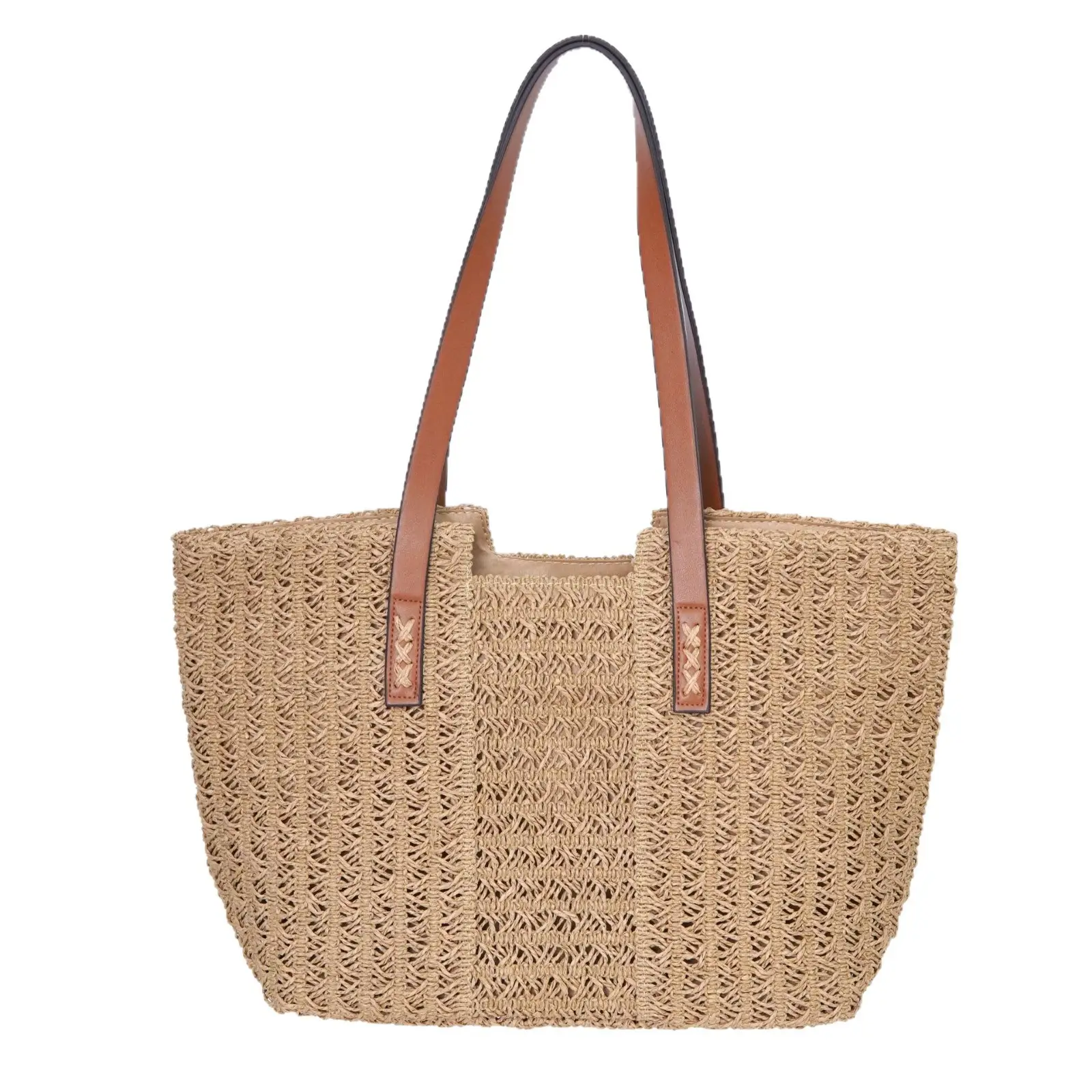 Women's Beige Woven Tote Bag 280g Extra Large - Image 7