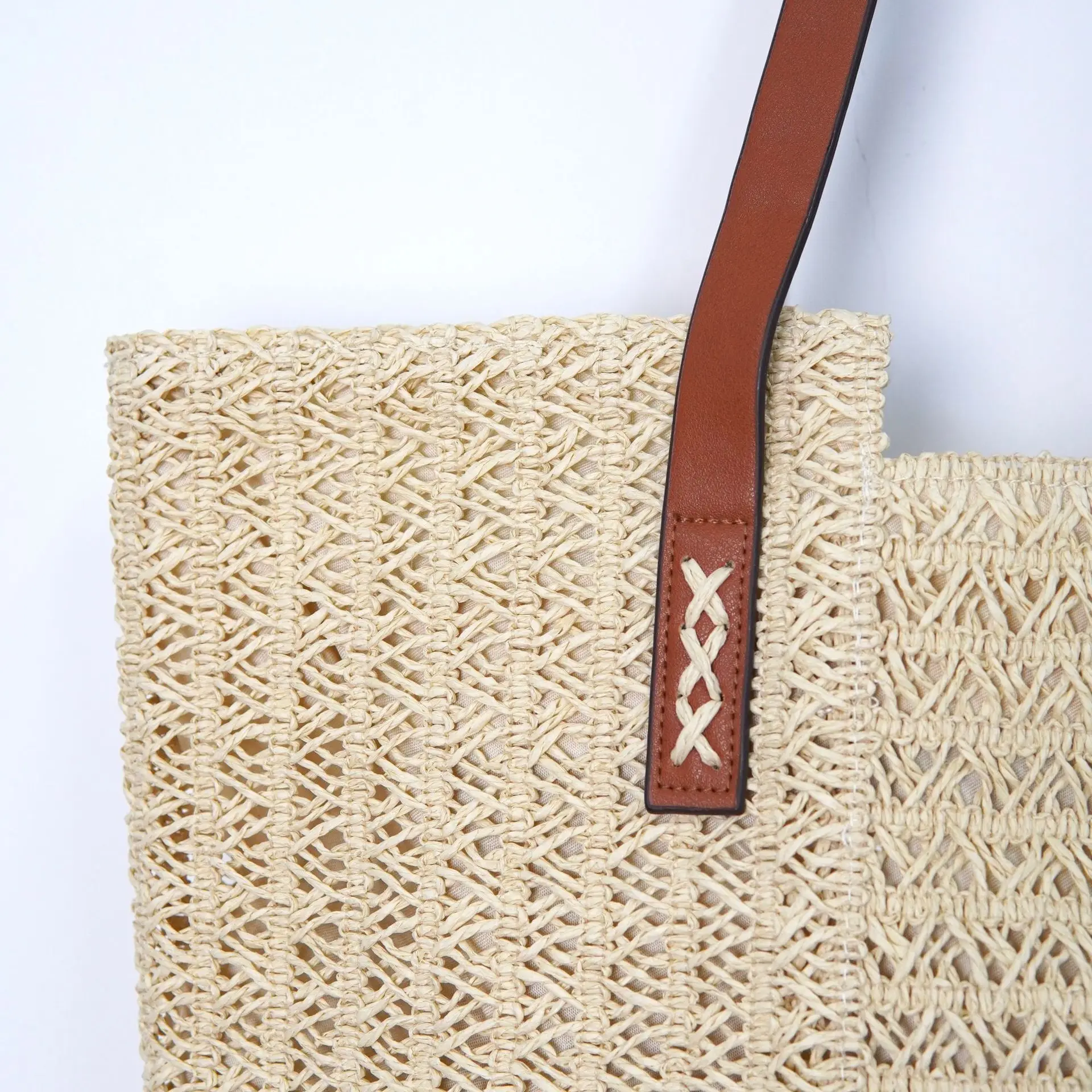 Women's Beige Woven Tote Bag 280g Extra Large — feature 11