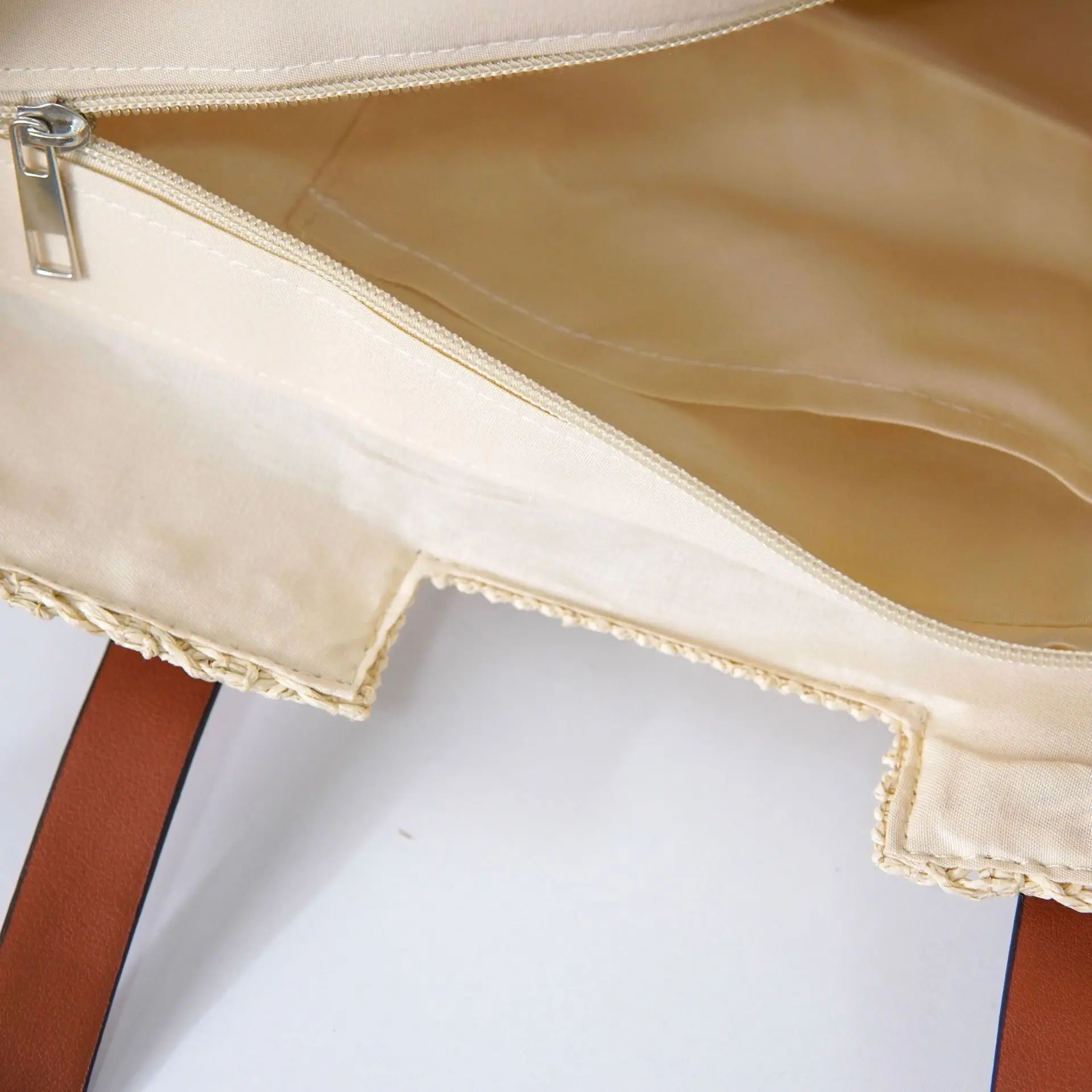 Women's Beige Woven Tote Bag 280g Extra Large — feature 7