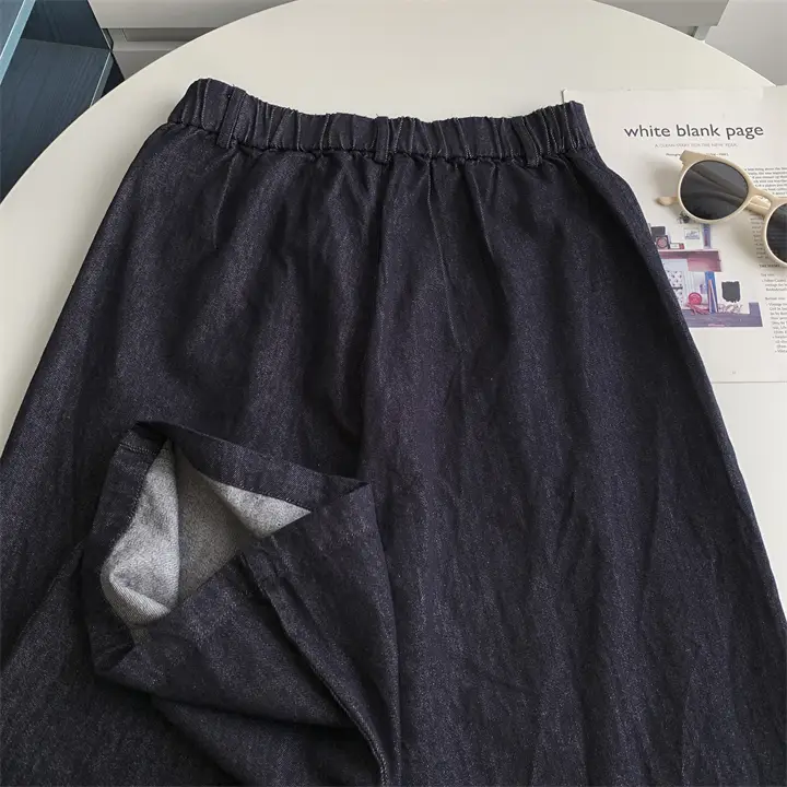 Retro Dark Blue Pure Cotton Banana Pants with Elastic Waist — feature 11