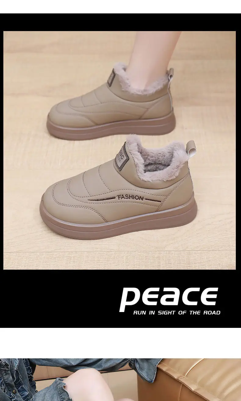 Women's Shoes 2025 New Cotton Shoes Warm Winter Plush Thickened Flat Fashion Mom Shoes Soft Sole Slip-On Women's Shoes — feature 19