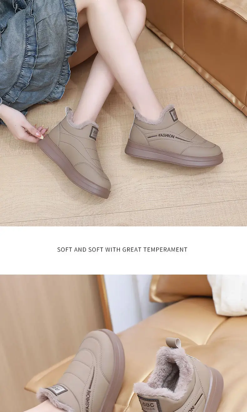 Women's Shoes 2025 New Cotton Shoes Warm Winter Plush Thickened Flat Fashion Mom Shoes Soft Sole Slip-On Women's Shoes — feature 20