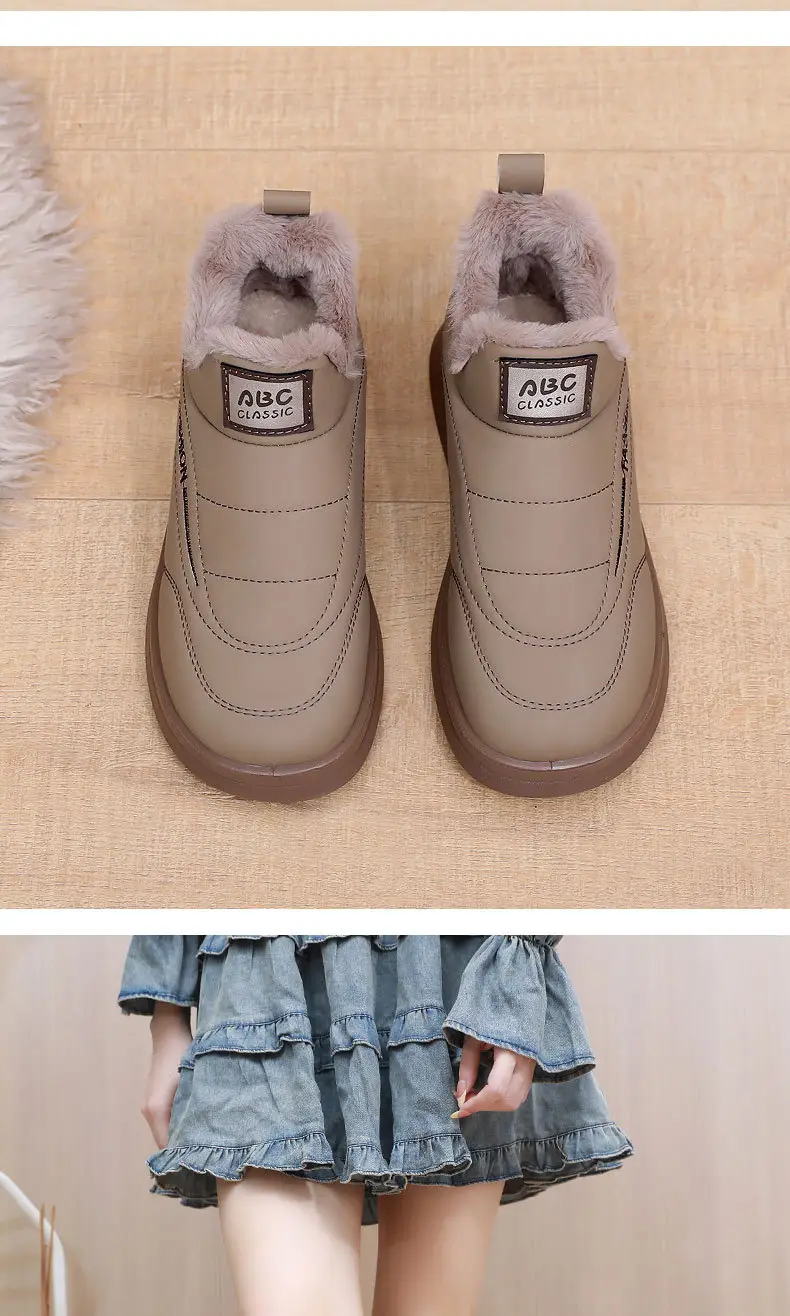 Women's Shoes 2025 New Cotton Shoes Warm Winter Plush Thickened Flat Fashion Mom Shoes Soft Sole Slip-On Women's Shoes — feature 22