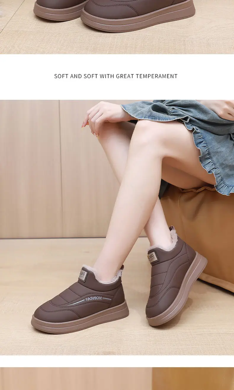 Women's Shoes 2025 New Cotton Shoes Warm Winter Plush Thickened Flat Fashion Mom Shoes Soft Sole Slip-On Women's Shoes — feature 25