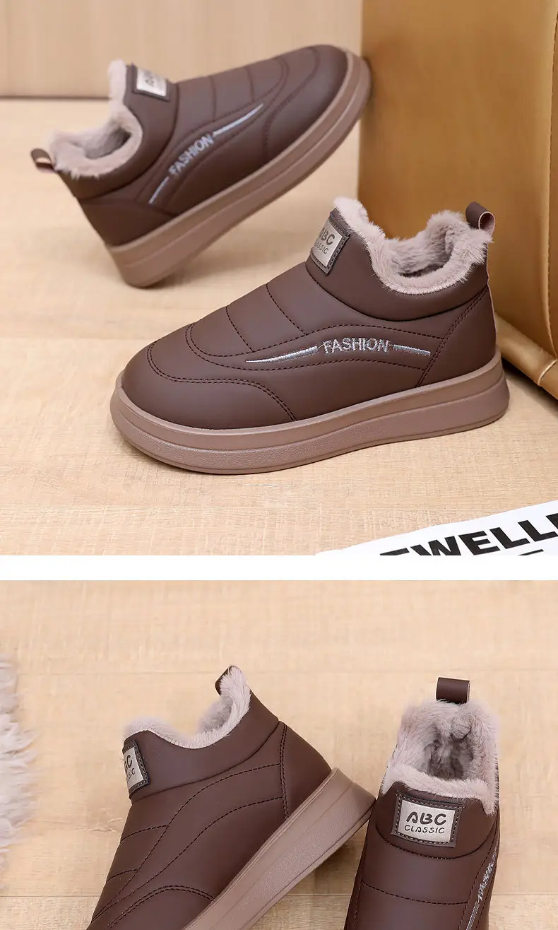 Women's Shoes 2025 New Cotton Shoes Warm Winter Plush Thickened Flat Fashion Mom Shoes Soft Sole Slip-On Women's Shoes — feature 26