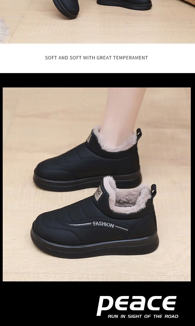 Women's Shoes 2025 New Cotton Shoes Warm Winter Plush Thickened Flat Fashion Mom Shoes Soft Sole Slip-On Women's Shoes — feature 28