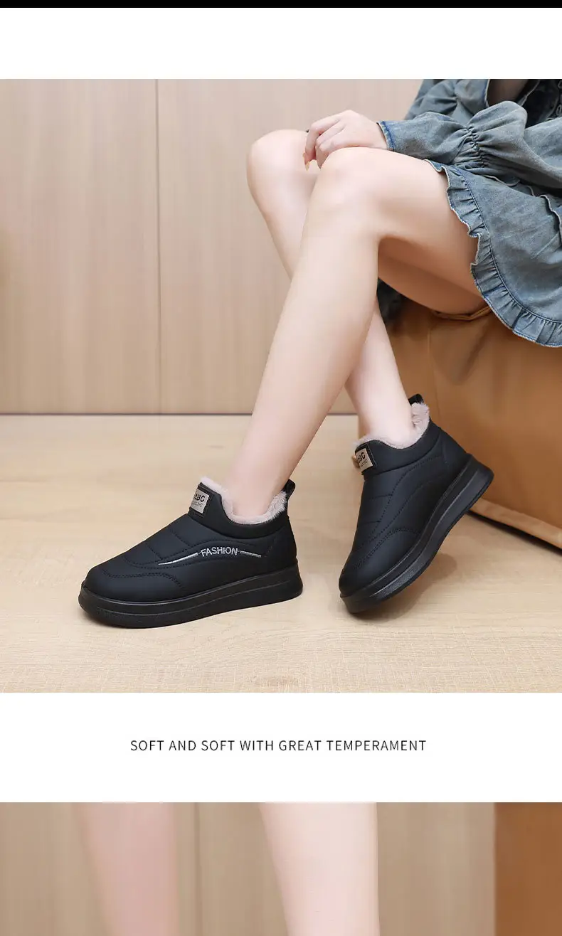 Women's Shoes 2025 New Cotton Shoes Warm Winter Plush Thickened Flat Fashion Mom Shoes Soft Sole Slip-On Women's Shoes — feature 29