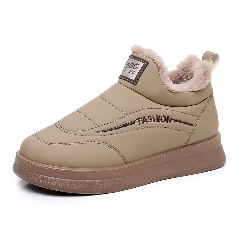 Women's Shoes 2025 New Cotton Shoes Warm Winter Plush Thickened Flat Fashion Mom Shoes Soft Sole Slip-On Women's Shoes - Image 2