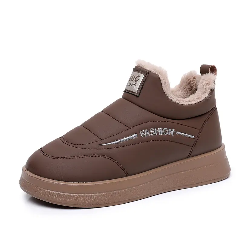 Women's Shoes 2025 New Cotton Shoes Warm Winter Plush Thickened Flat Fashion Mom Shoes Soft Sole Slip-On Women's Shoes - Image 3