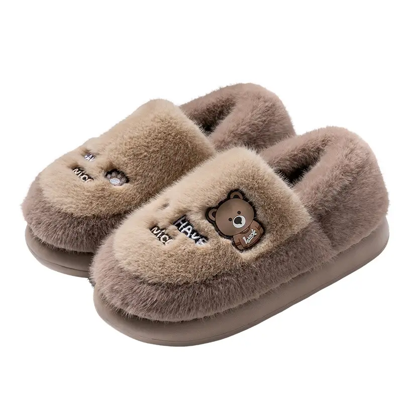Men's Bag-Heeled Cotton Slippers 2025 New Autumn and Winter Warm Anti-Slip Indoor Home Plush Cotton Slippers for Women to Wear Outside