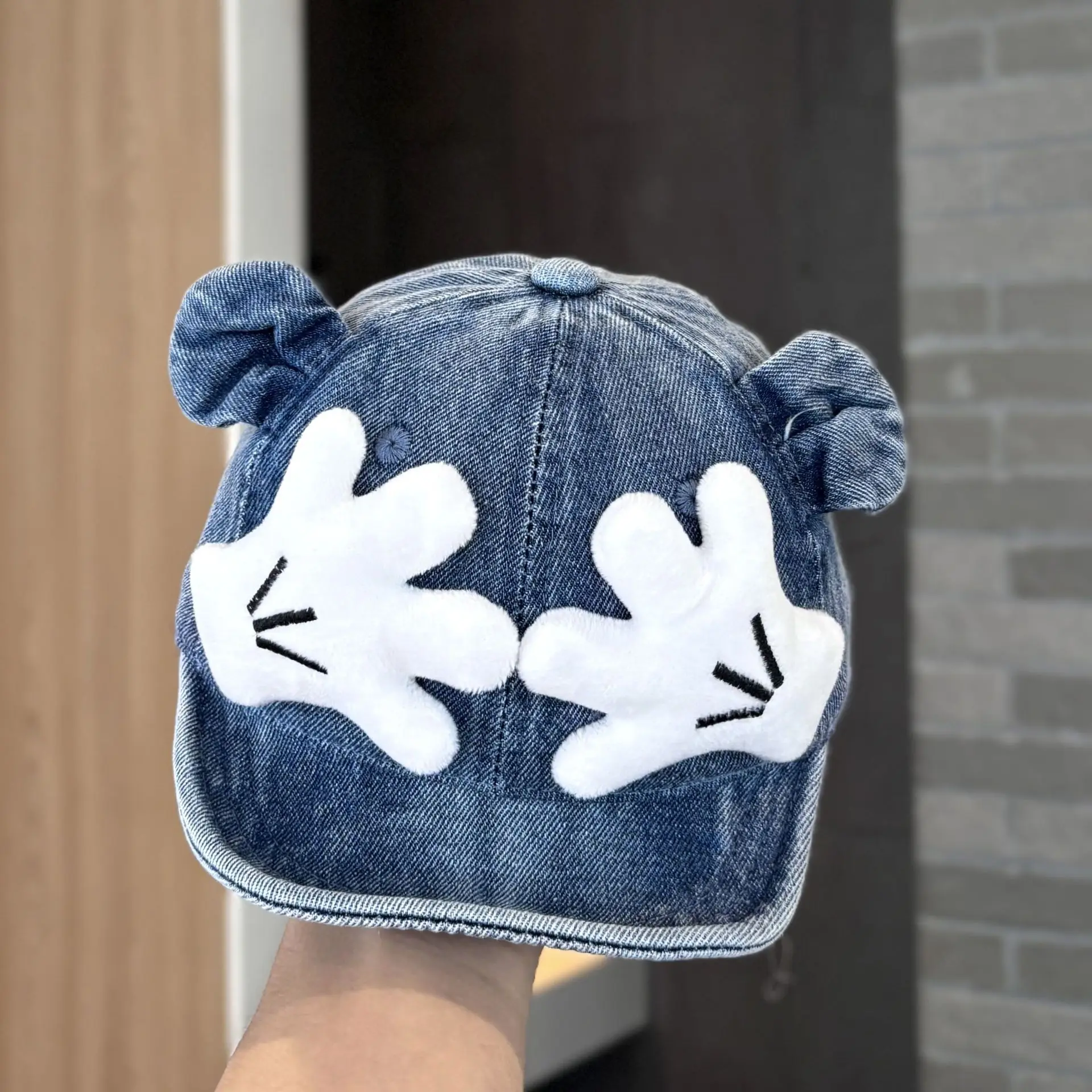 Baby Denim Baseball Cap with Gloves for Kids - Image 2