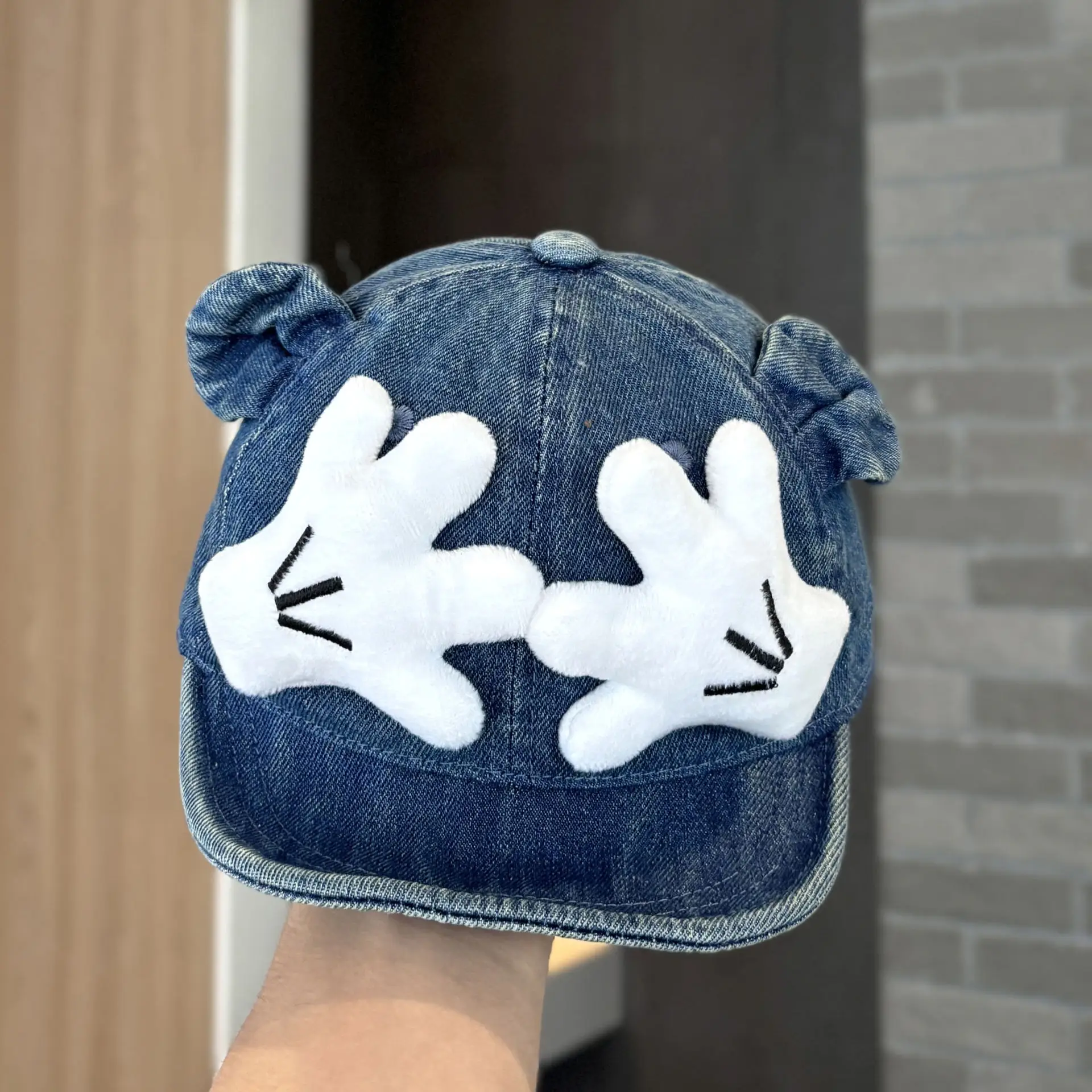 Baby Denim Baseball Cap with Gloves for Kids - Image 3