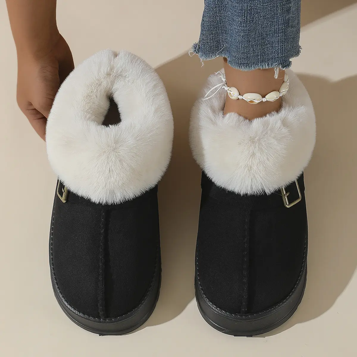 Women Cross-Border Cotton Snow Boots Brown Winter - Image 4