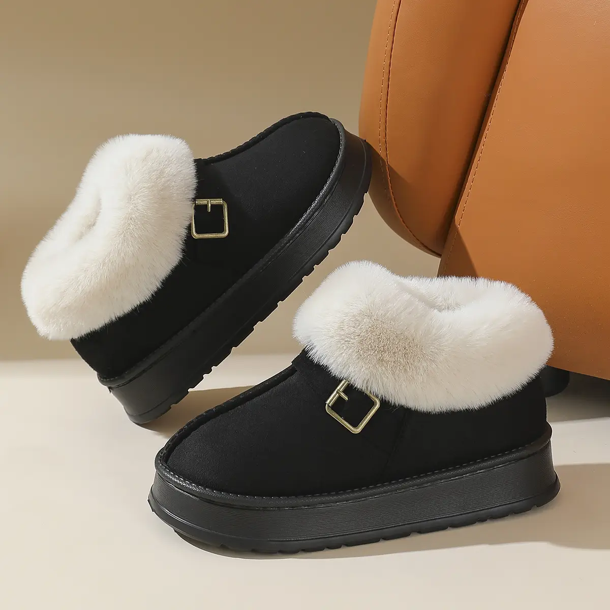 Women Cross-Border Cotton Snow Boots Brown Winter - Image 5
