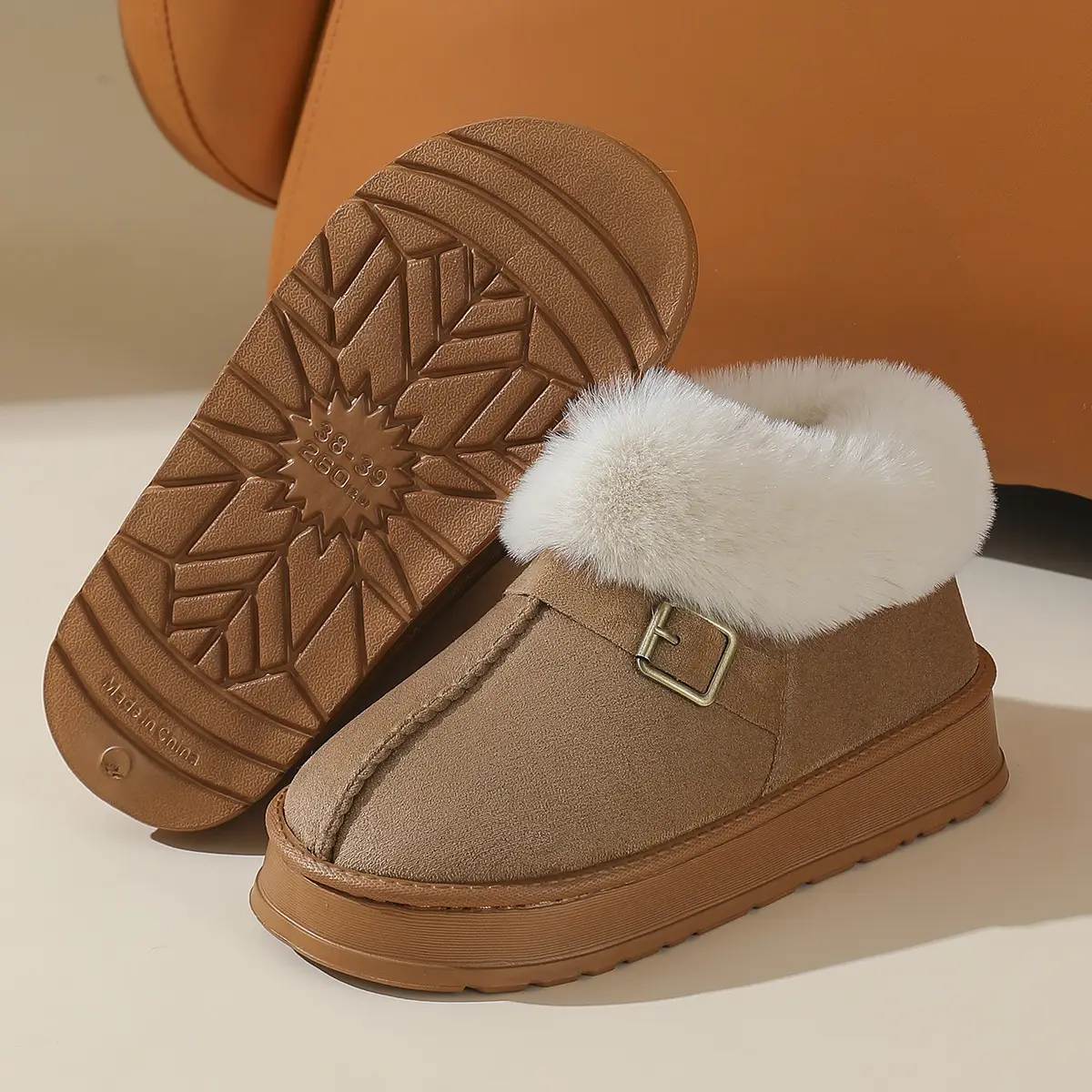 Women Cross-Border Cotton Snow Boots Brown Winter - Image 2