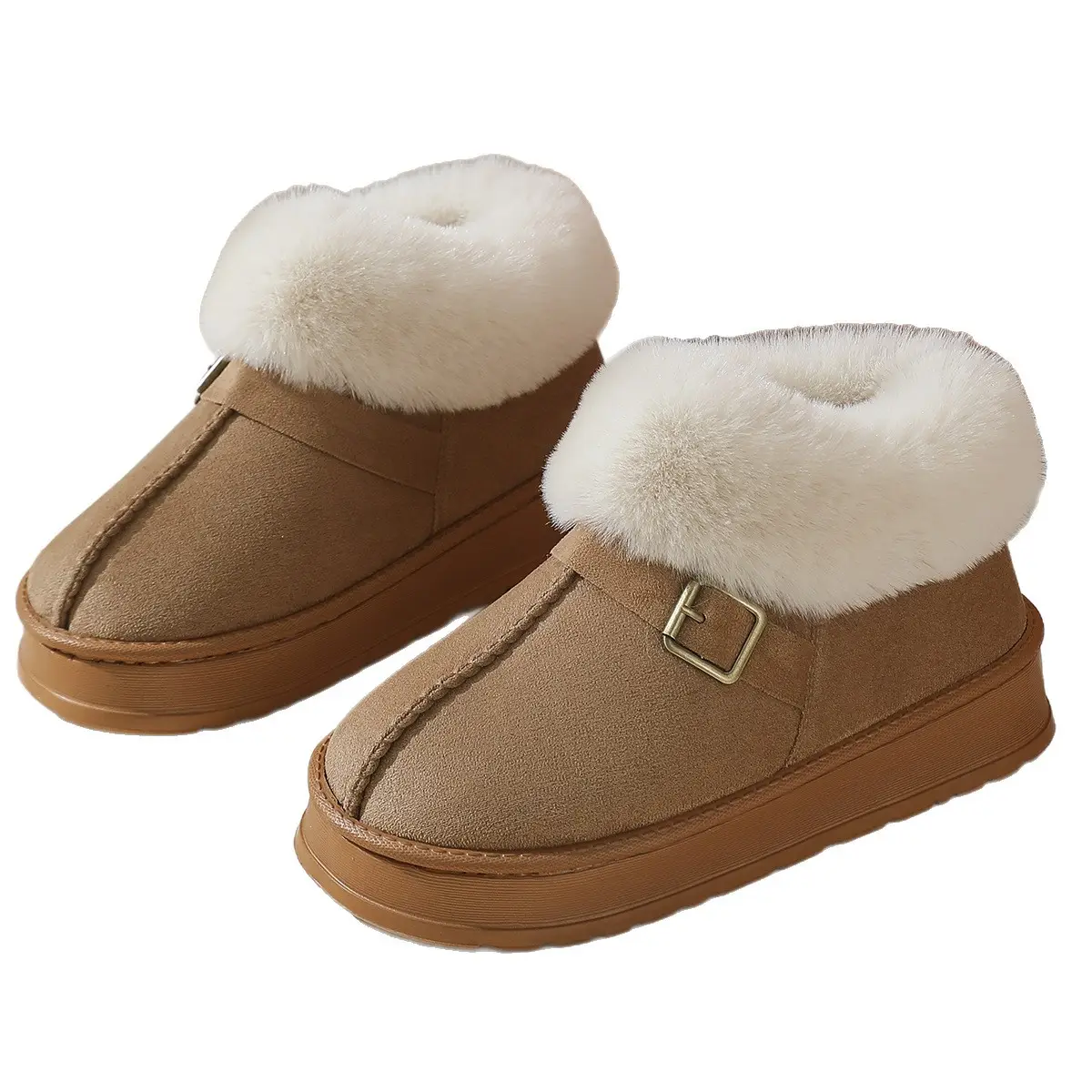 Women Cross-Border Cotton Snow Boots Brown Winter - Image 6