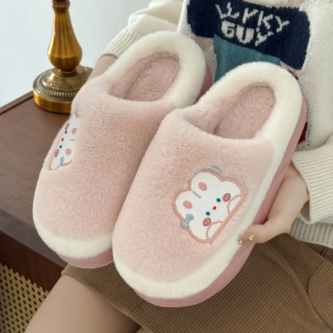 Little Rabbit Cotton Slippers for Women, Autumn and Winter Indoor Home Slippers for Couples, Non-Slip Plush Warm Cotton Slippers for Men, Wholesale - Image 8