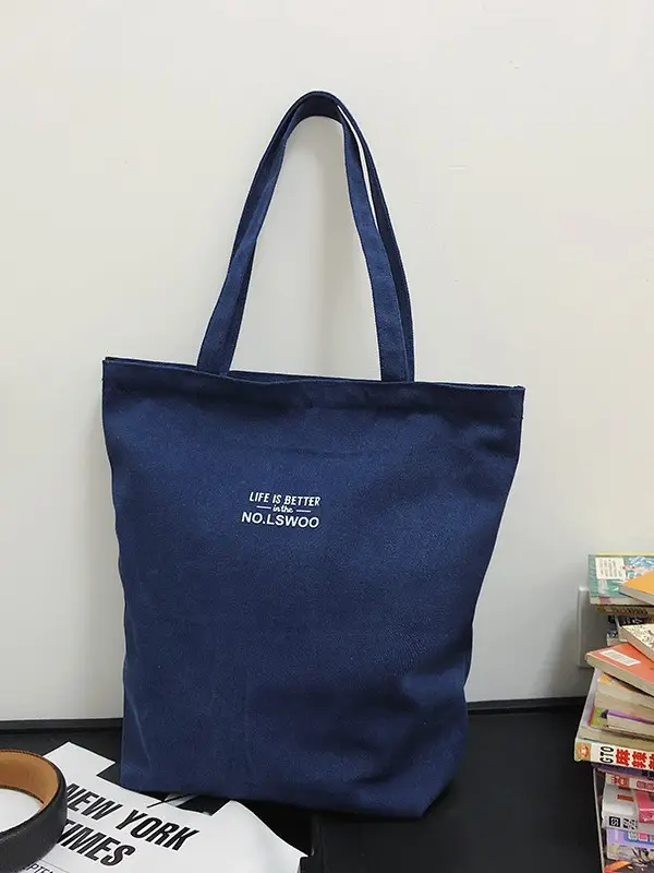 2025 New Japanese & Korean Canvas Bag Grey Large Capacity - Image 9