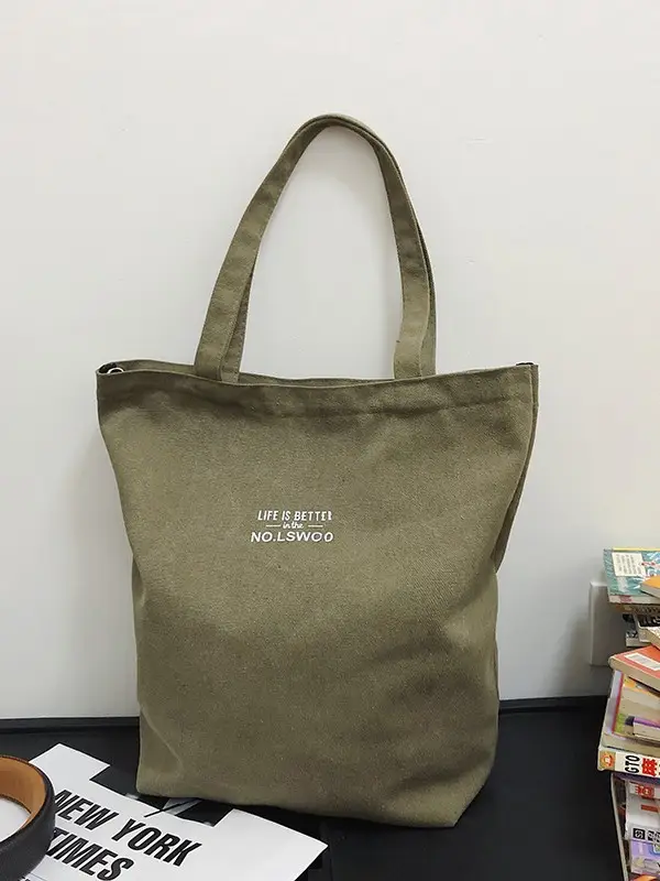 2025 New Japanese & Korean Canvas Bag Grey Large Capacity - Image 10