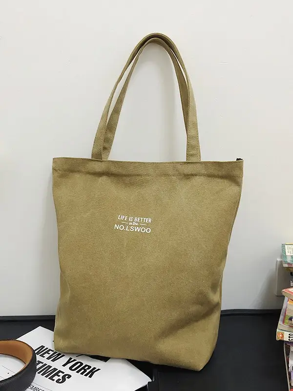 2025 New Japanese & Korean Canvas Bag Grey Large Capacity - Image 11
