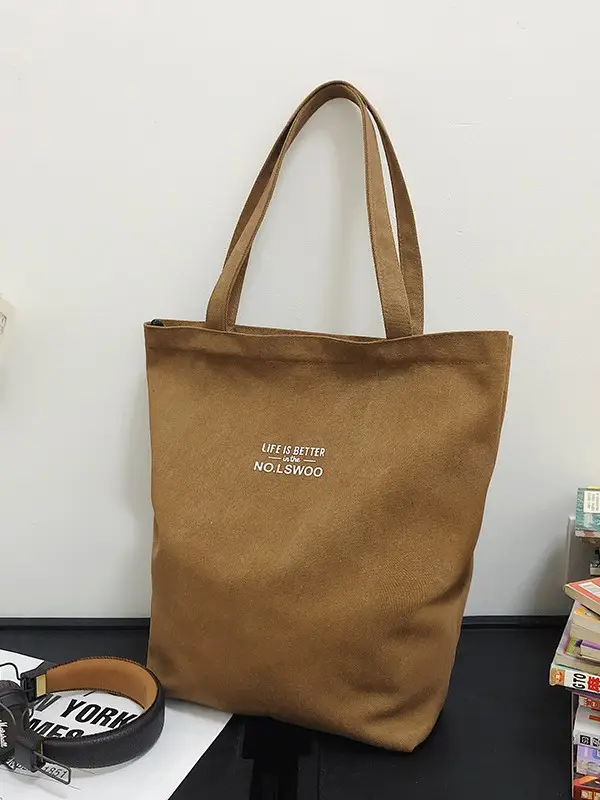 2025 New Japanese & Korean Canvas Bag Grey Large Capacity - Image 12