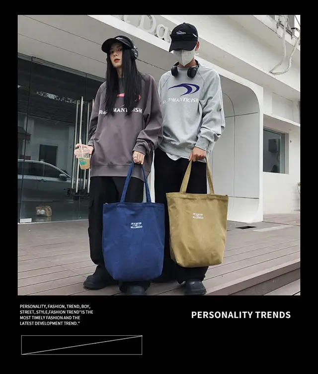 2025 New Japanese & Korean Canvas Bag Grey Large Capacity — feature 26