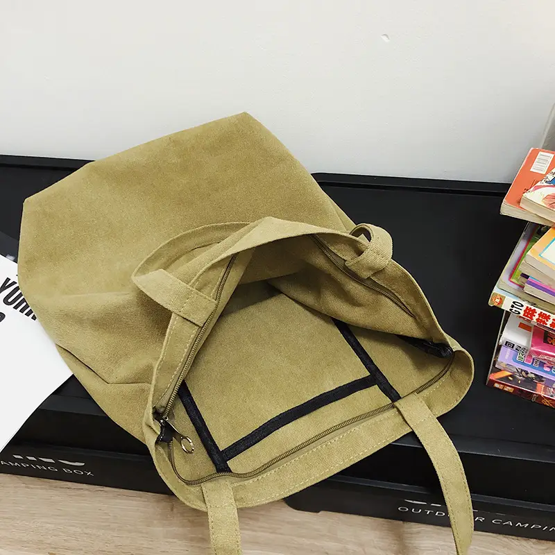 2025 New Japanese & Korean Canvas Bag Grey Large Capacity — feature 29