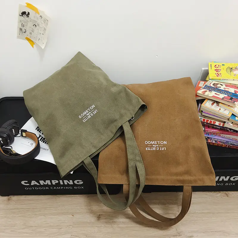 2025 New Japanese & Korean Canvas Bag Grey Large Capacity — feature 30