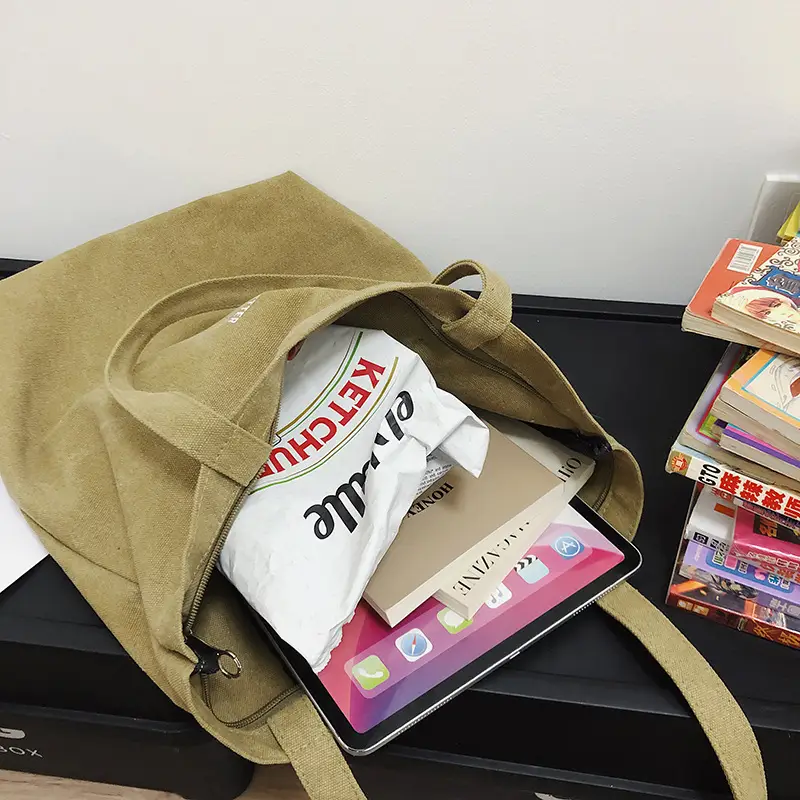 2025 New Japanese & Korean Canvas Bag Grey Large Capacity — feature 31