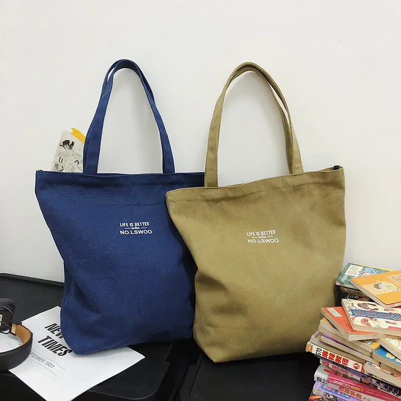 2025 New Japanese & Korean Canvas Bag Grey Large Capacity — feature 32