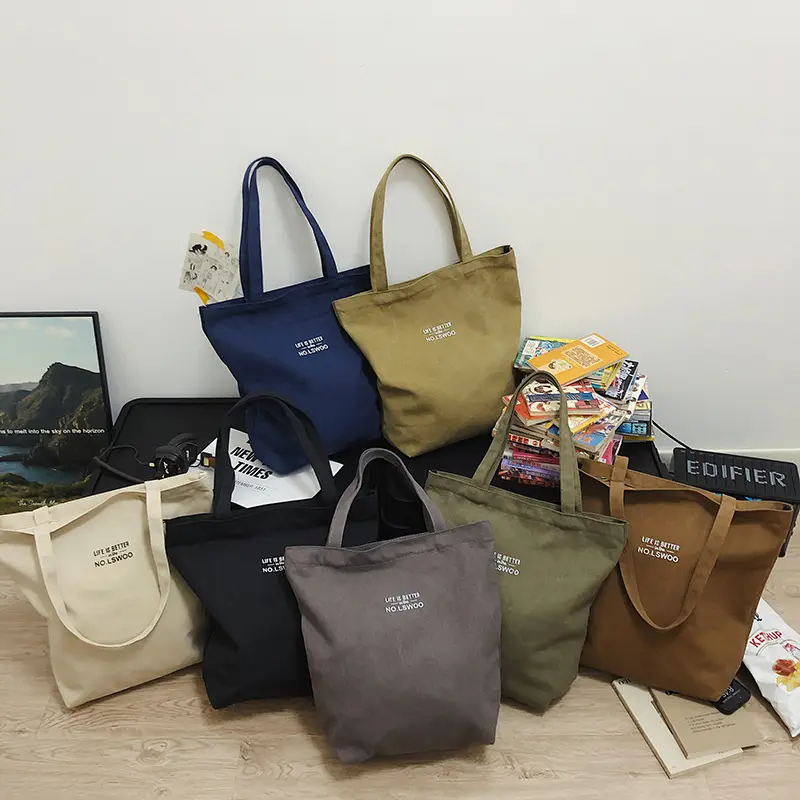 2025 New Japanese & Korean Canvas Bag Grey Large Capacity — feature 36