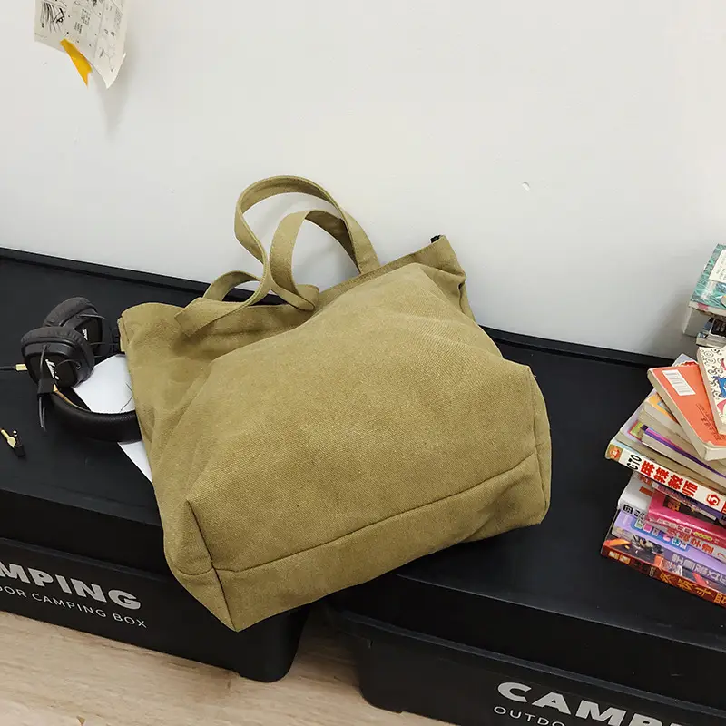 2025 New Japanese & Korean Canvas Bag Grey Large Capacity — feature 38