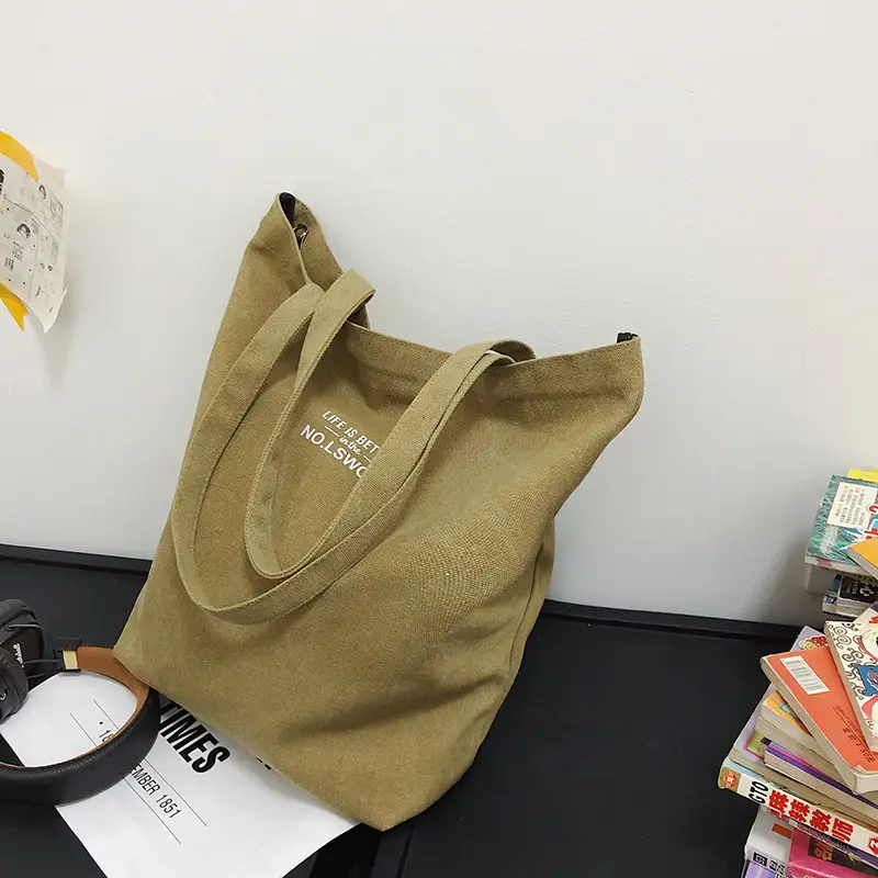 2025 New Japanese & Korean Canvas Bag Grey Large Capacity — feature 43