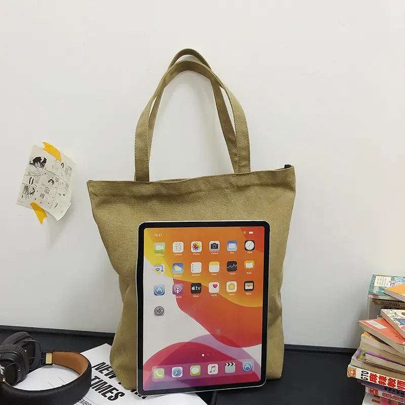 2025 New Japanese & Korean Canvas Bag Grey Large Capacity — feature 45