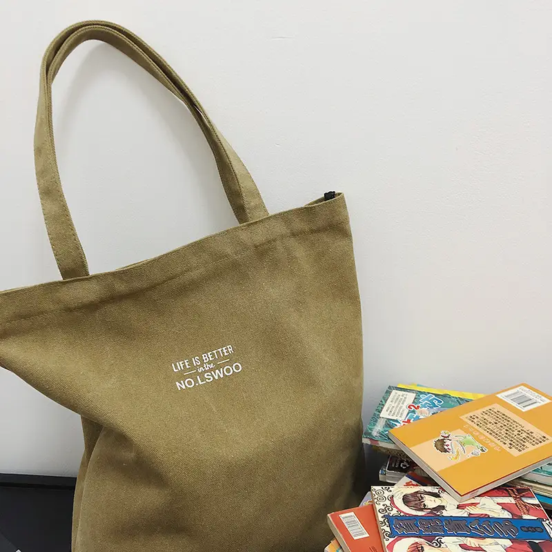 2025 New Japanese & Korean Canvas Bag Grey Large Capacity — feature 7