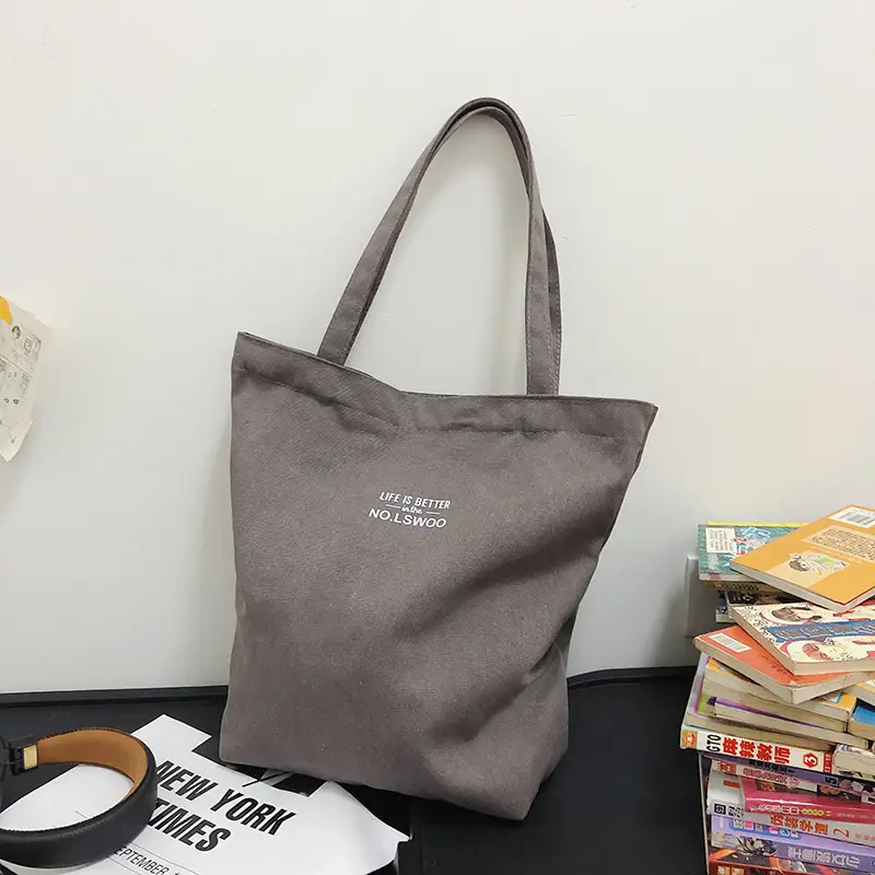 2025 New Japanese & Korean Canvas Bag Grey Large Capacity - Image 2