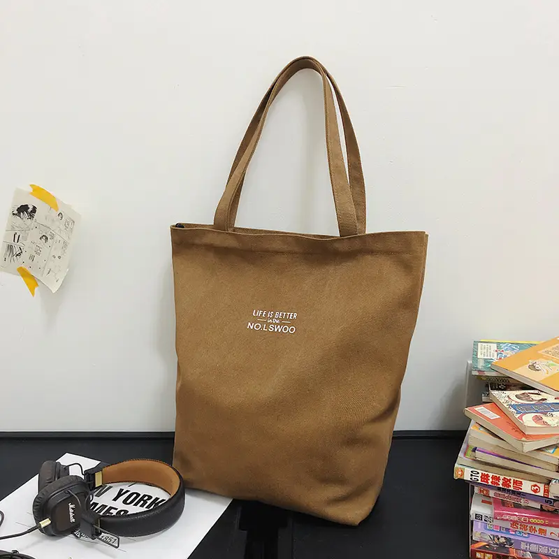 2025 New Japanese & Korean Canvas Bag Grey Large Capacity - Image 3