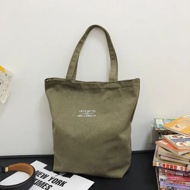 2025 New Japanese & Korean Canvas Bag Grey Large Capacity - Image 6