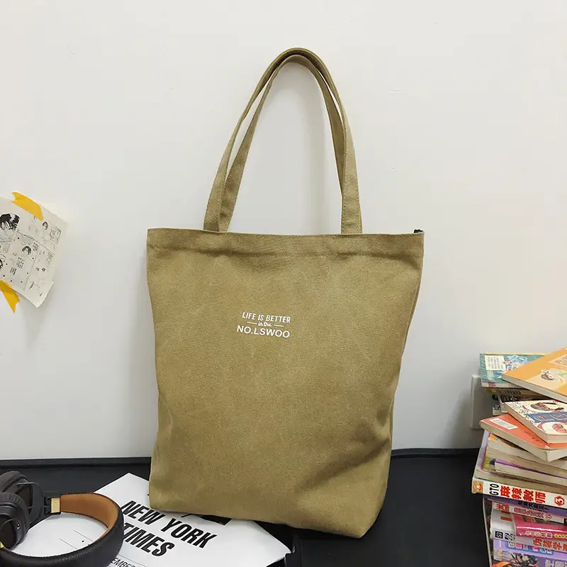 2025 New Japanese & Korean Canvas Bag Grey Large Capacity - Image 7