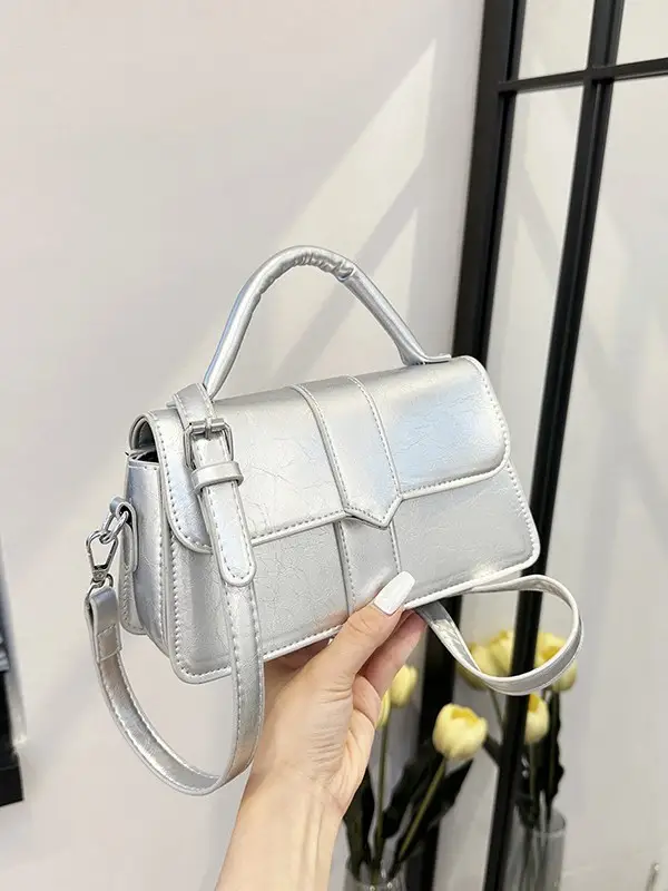 Black Square Crossbody Bag with Yellow Strap