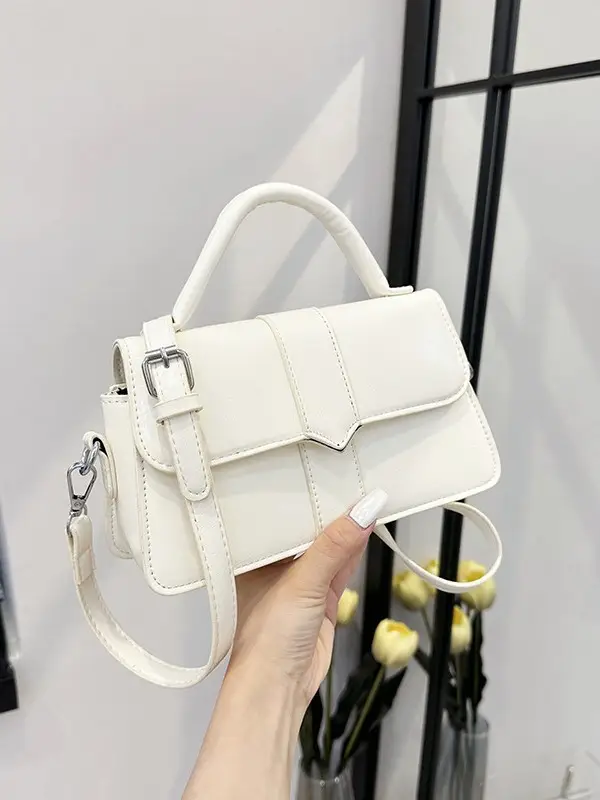 Black Square Crossbody Bag with Yellow Strap